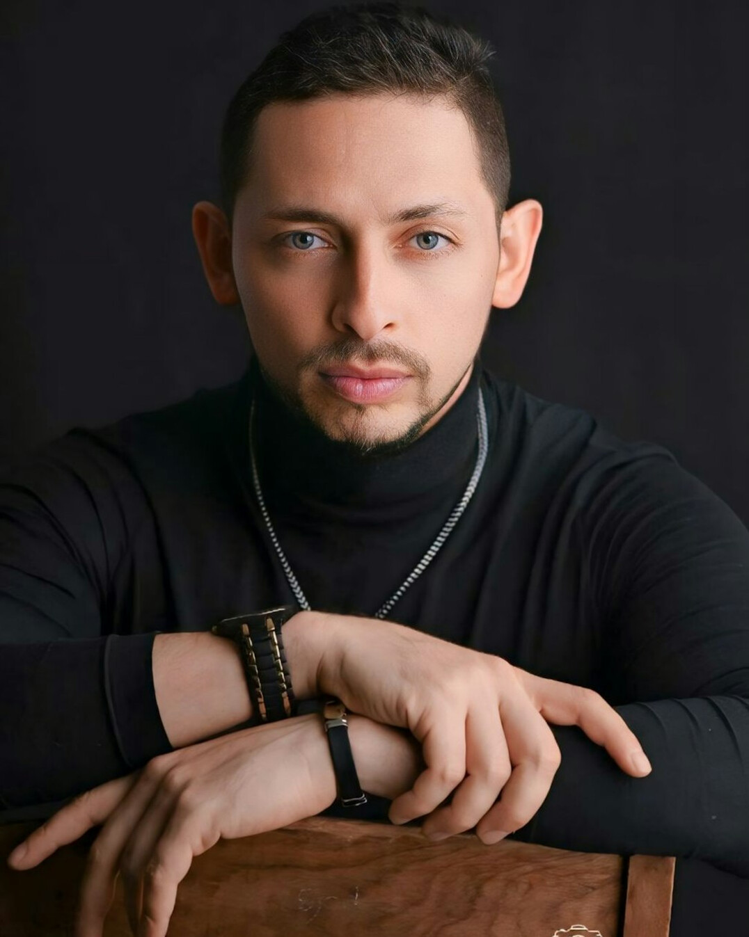 Studio portrait of a professional male journalist
